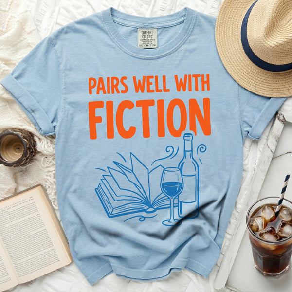 Pairs Well With Fiction Tee in Chambray