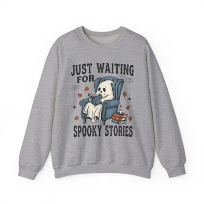 Just Waiting For Spooky Stories Ghost Book Reader Sweatshirt - MagicMerchEmporium
