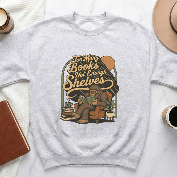 Cozy Cryptid Bookworm Sweatshirt in Ash