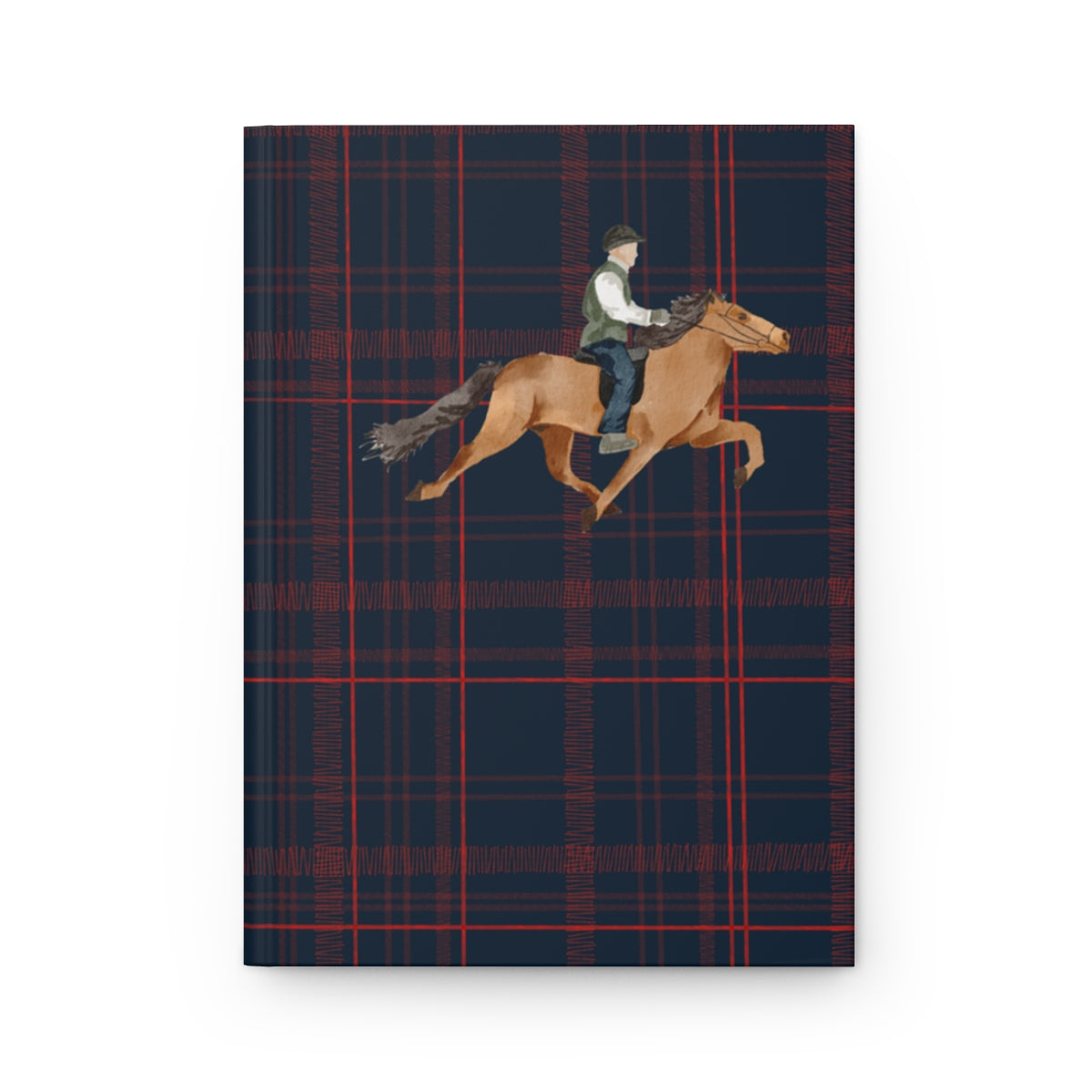Plaid Pattern with Jockey Horseback Riding Notebook