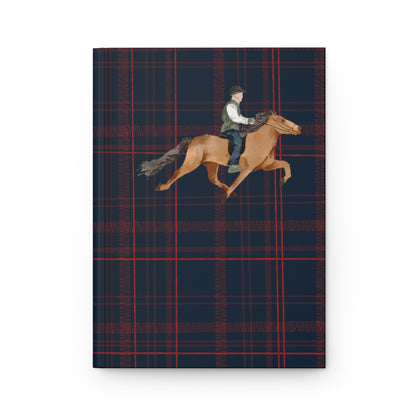 Plaid Pattern with Jockey Horseback Riding Notebook