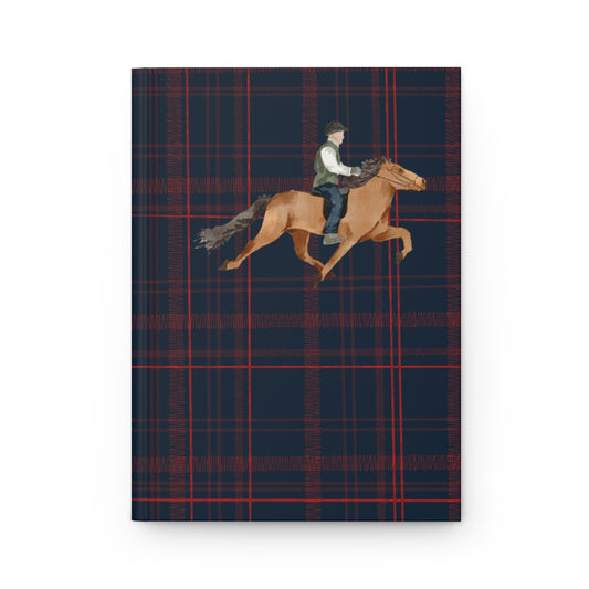 Plaid Pattern with Jockey Horseback Riding Notebook