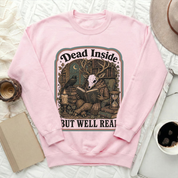 Dead Inside But Well Read Sweatshirt in Light Pink