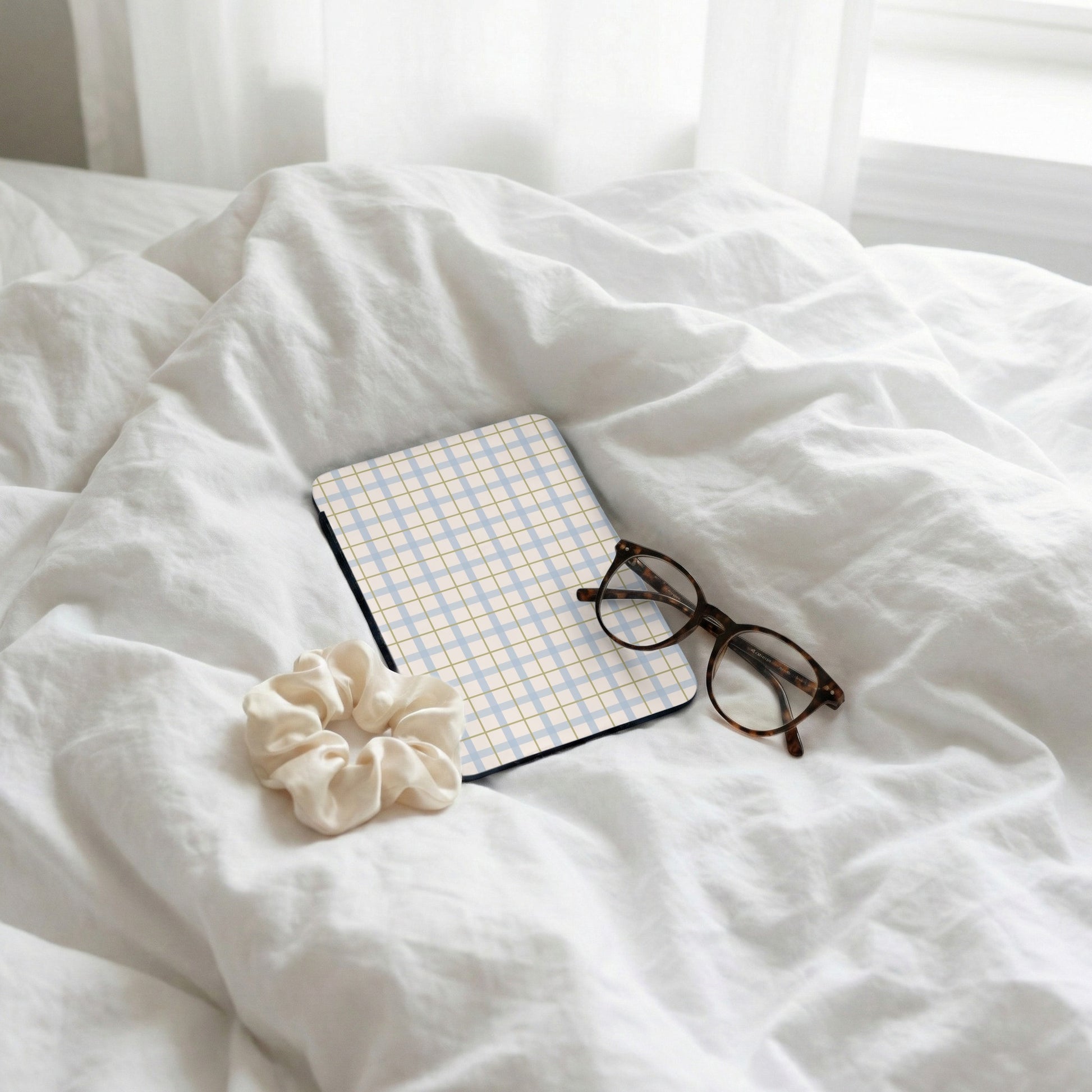 Blue Plaid Design Tablet Cover Accessory for Daily Use