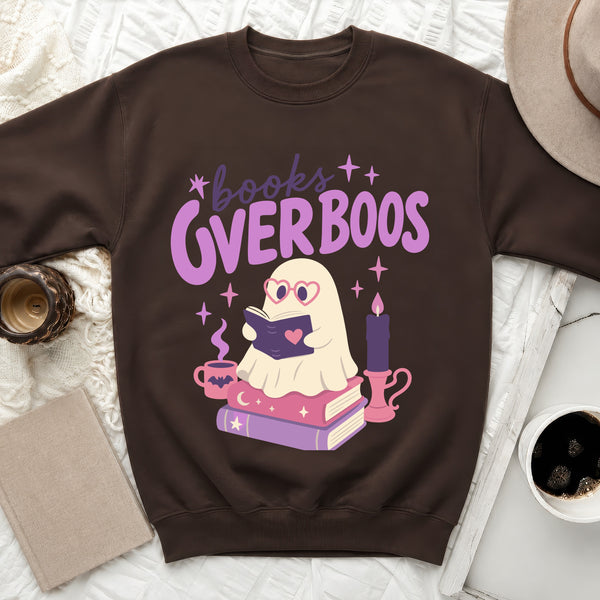 Books Over Boos Ghost Sweatshirt in Dark Chocolate