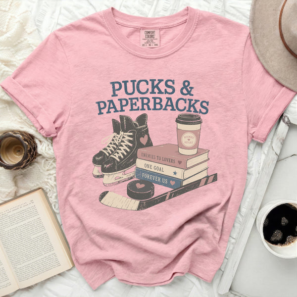 Pucks & Paperbacks Book Stacks Tee in Blossom