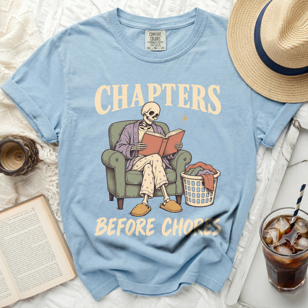 Chapters Before Chores Tee in Chambray
