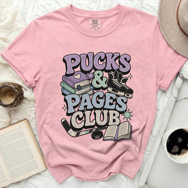 Pucks & Pages Club Retro Tee in Blossom