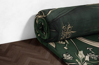 Luxurious Green Floral Design Carpet for Home Decor