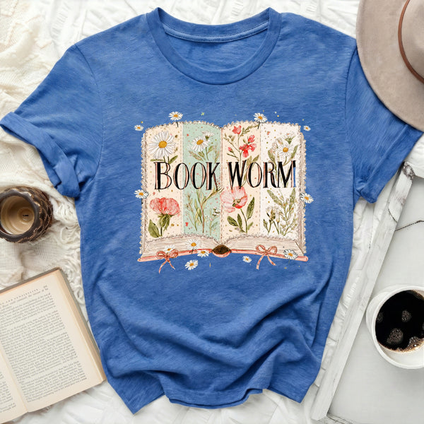 Vintage Book Worm Tee in Heather True Royal