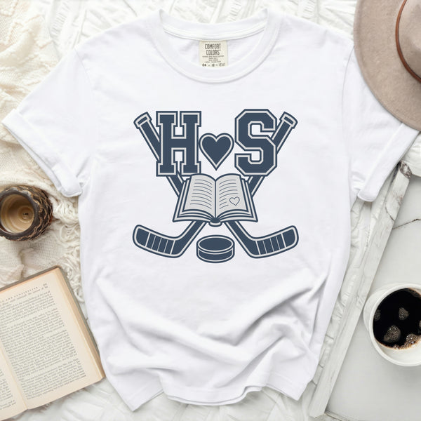 H+S Heart & Hockey Tee in White
