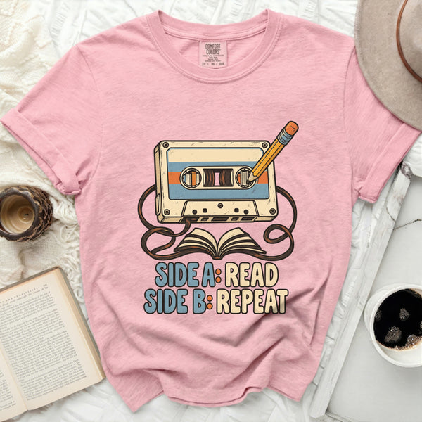 Read Repeat Cassette Tee in Blossom