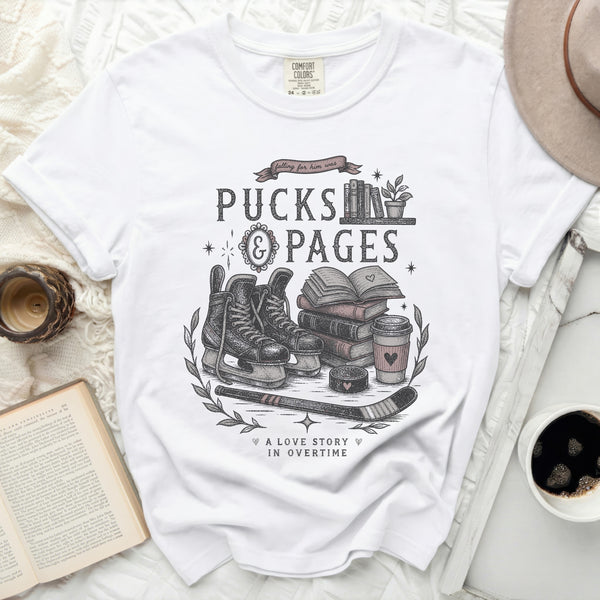 Pucks & Pages Love Story Tee in White