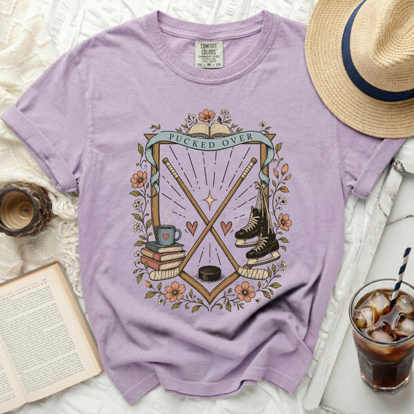 Pucked Over Cozy Hockey Tee in Orchid