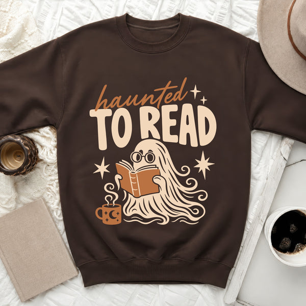 Haunted To Read Ghost Sweatshirt in Dark Chocolate