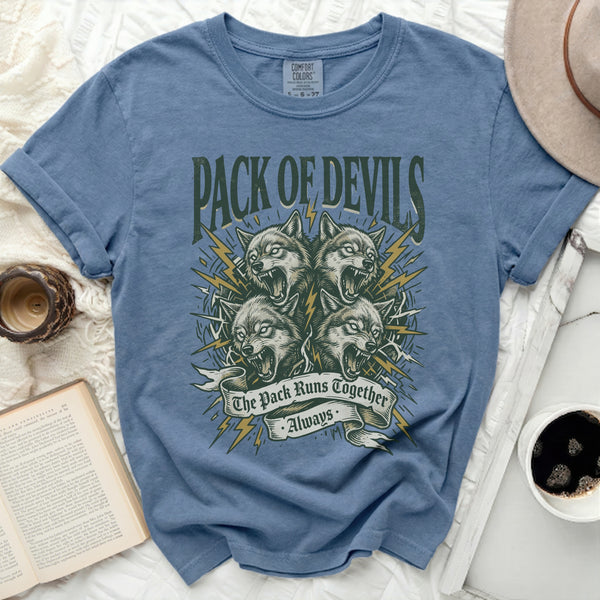 Pack of Devils Tee in Blue Jean