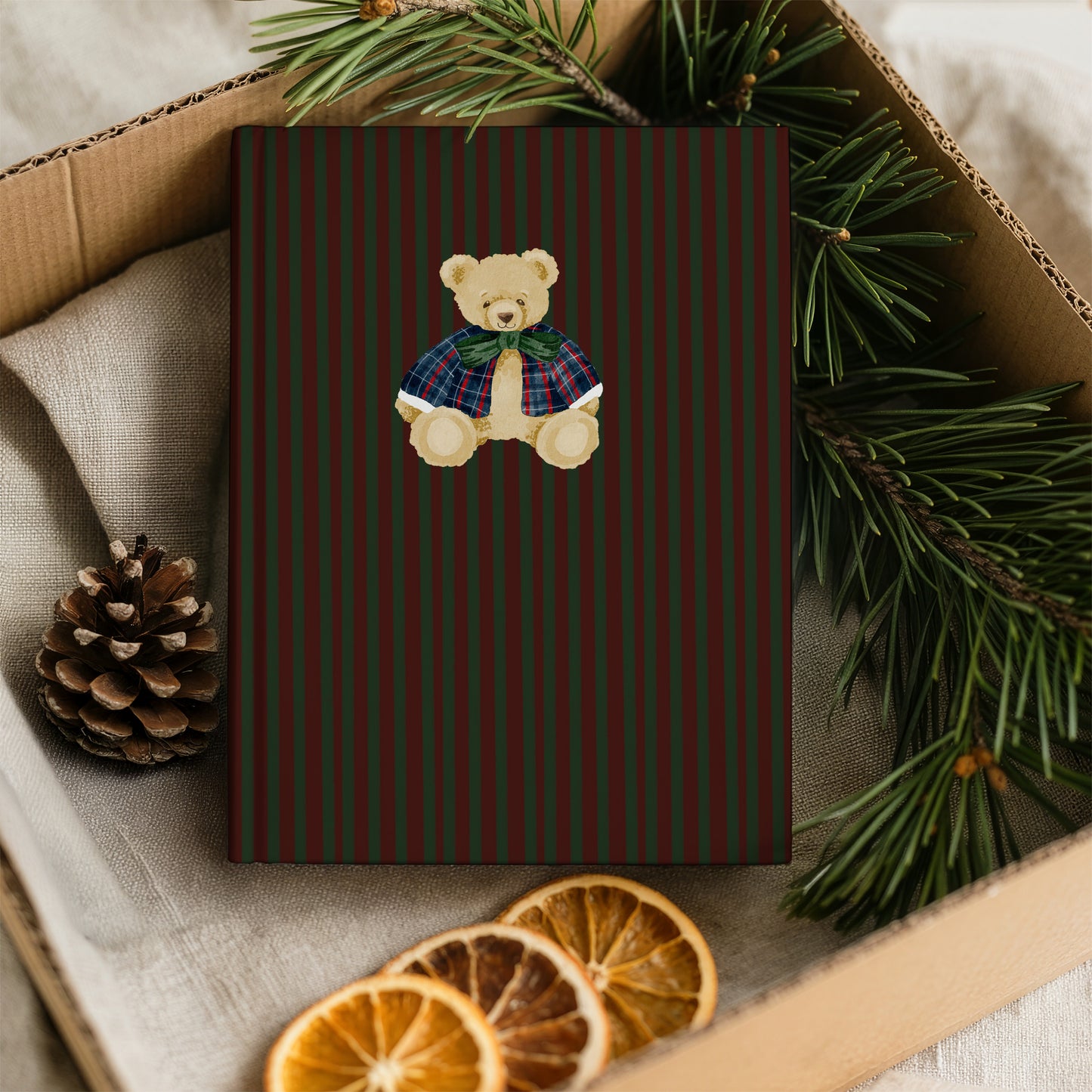 Festive Teddy Bear Design Holiday Notebook