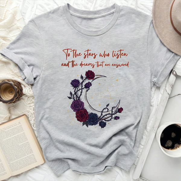 Moon & Roses Bookish Tee in Athletic Heather