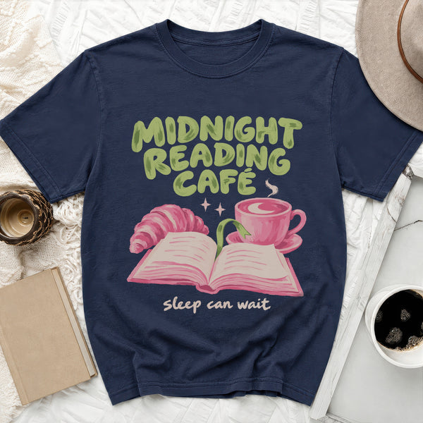 Midnight Reading Cafe Tee in True Navy