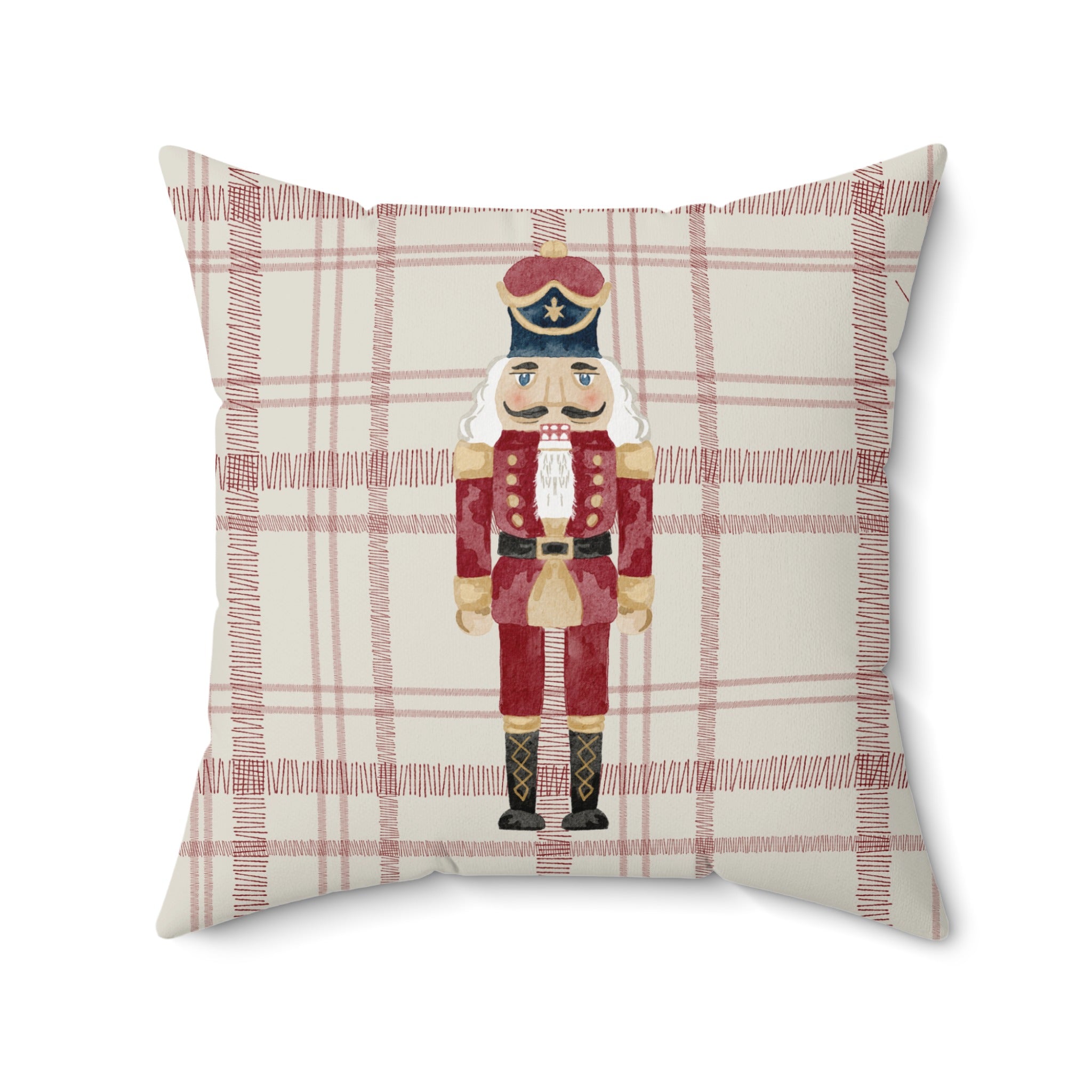 Festive Printed Pillow with Nutcracker Design