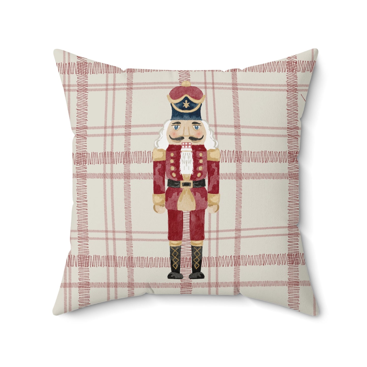 Festive Printed Pillow with Nutcracker Design