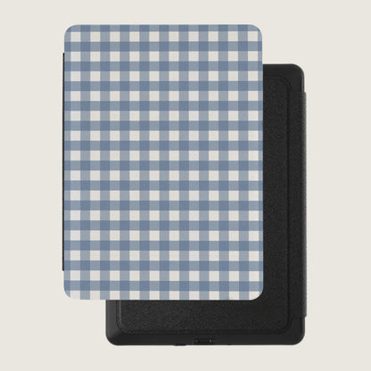 Blue and White Checkered Pattern E-Reader Cover