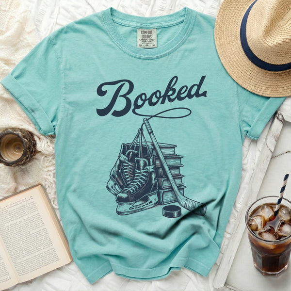 Booked: Books & Blades Tee in Island Reef