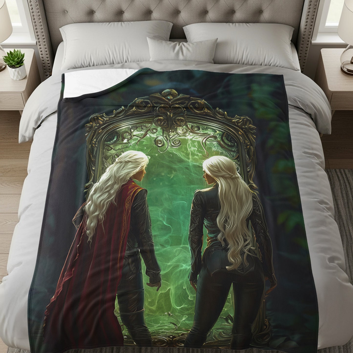 Enchanted Realm Mirror Fantasy Themed Blanket
