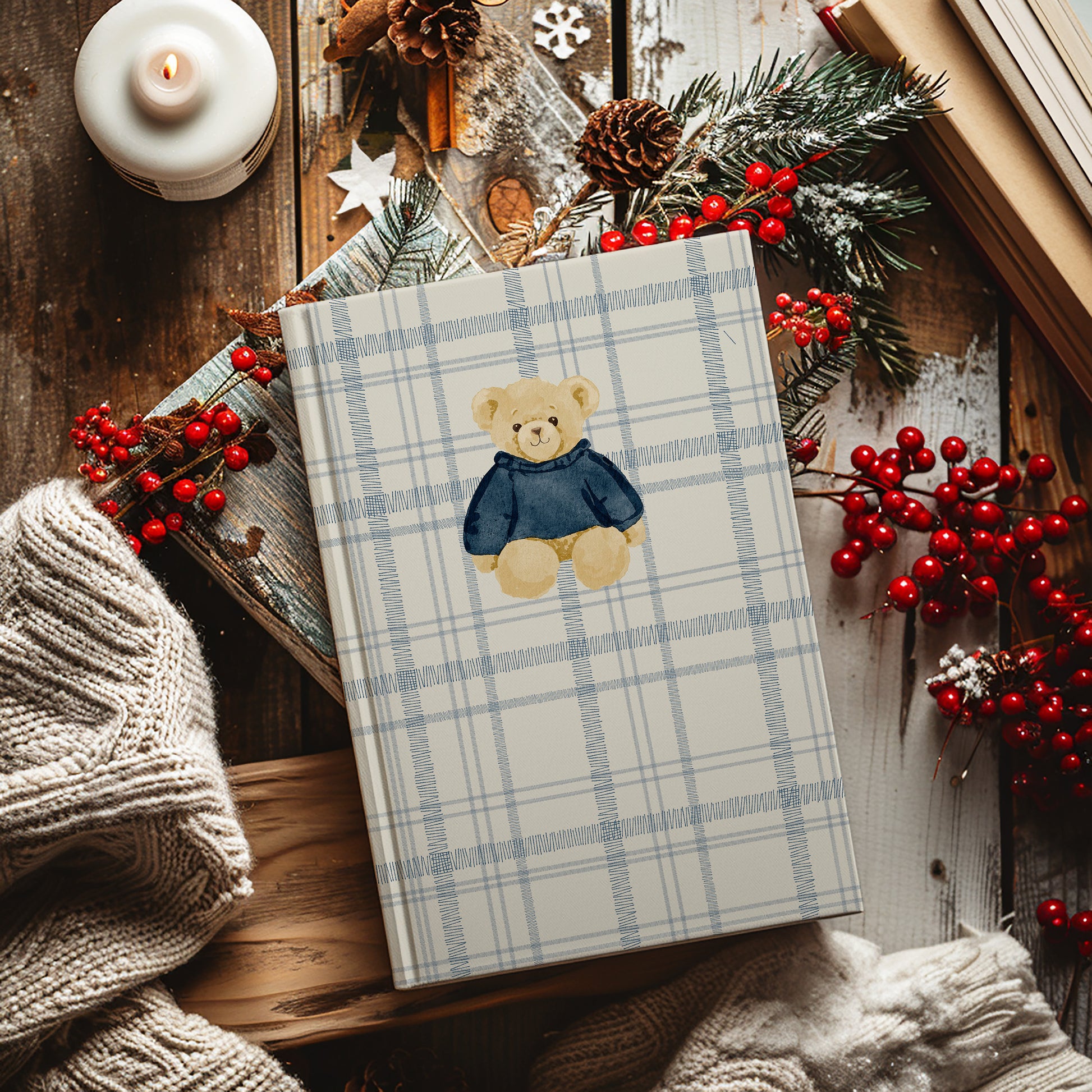 Cozy Teddy Bear Friends Plaid Journal Notebook