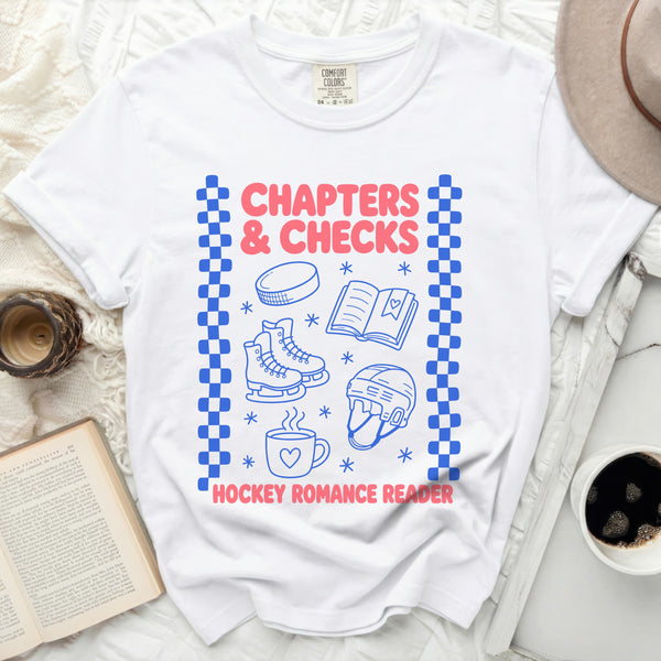 Chapters & Checks Hockey Tee in White