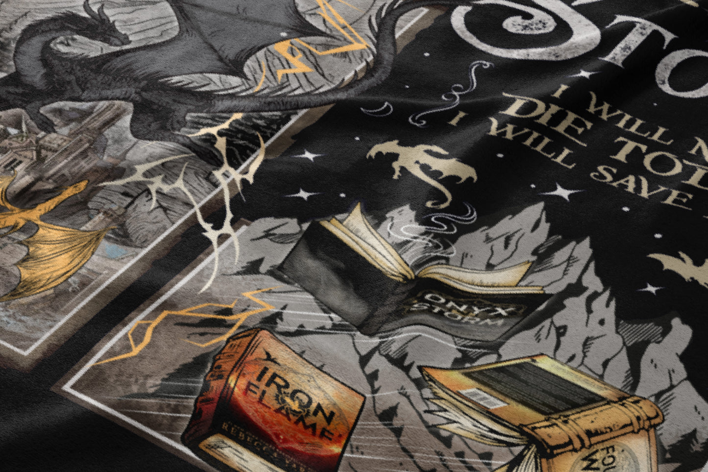 Dark Fantasy Dragon and Magic Books Blanket Design