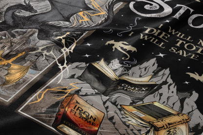 Dark Fantasy Dragon and Magic Books Blanket Design