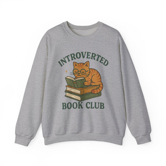 Introverted Book Club Cat Sweatshirt - MagicMerchEmporium
