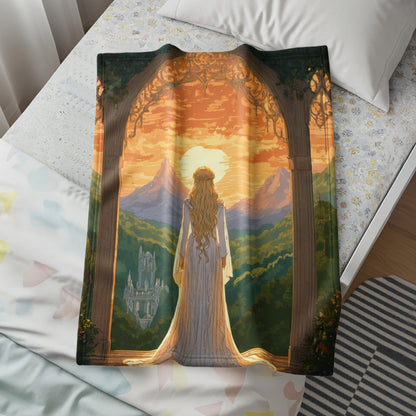 The Enchanted Forest Castle at Sunset Blanket
