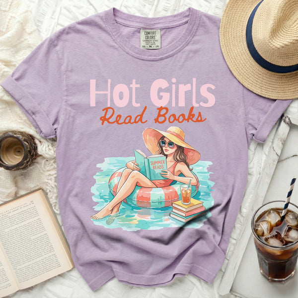 Hot Girls Read Books Tee in Orchid