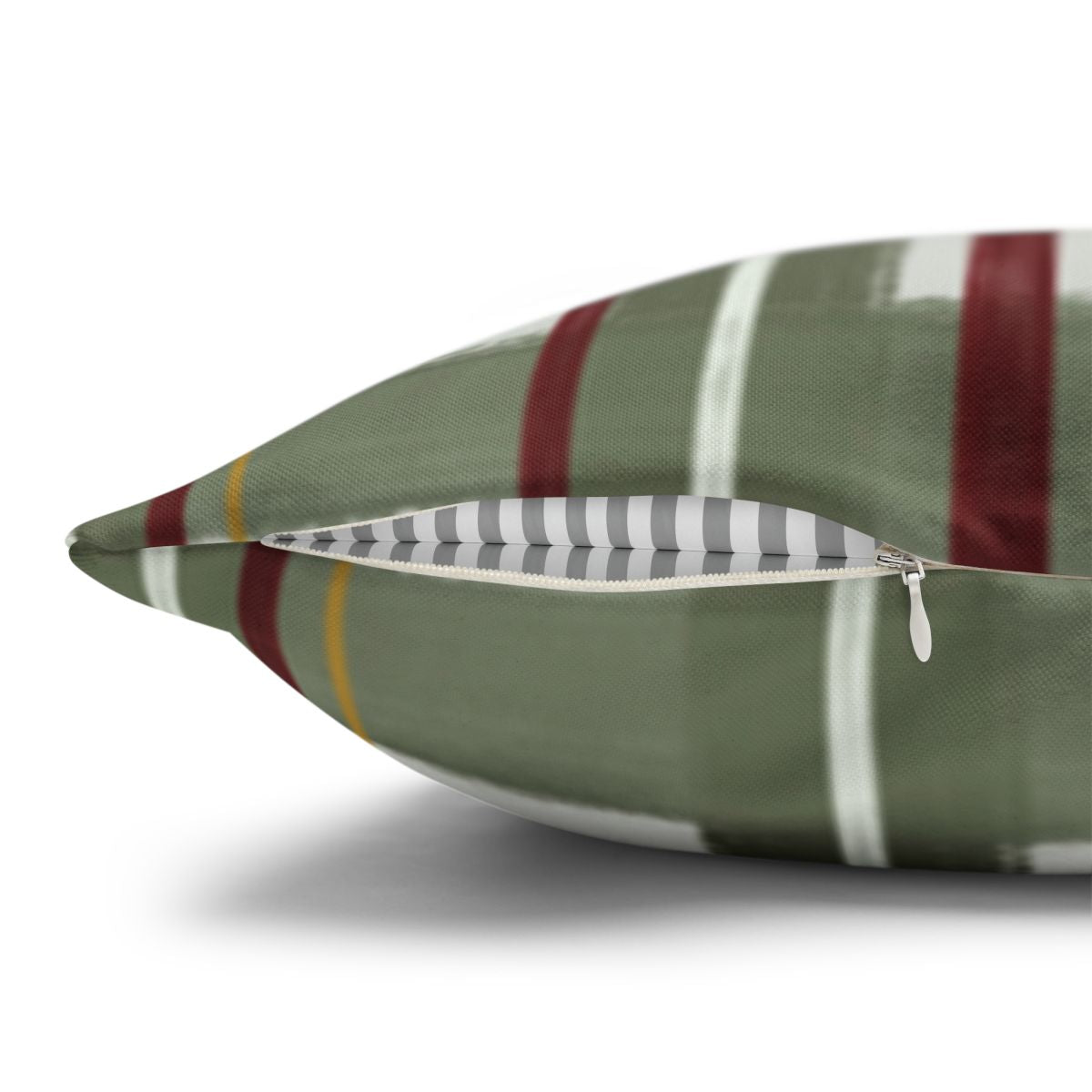Stylish Green and Red Striped Decorative Pillow