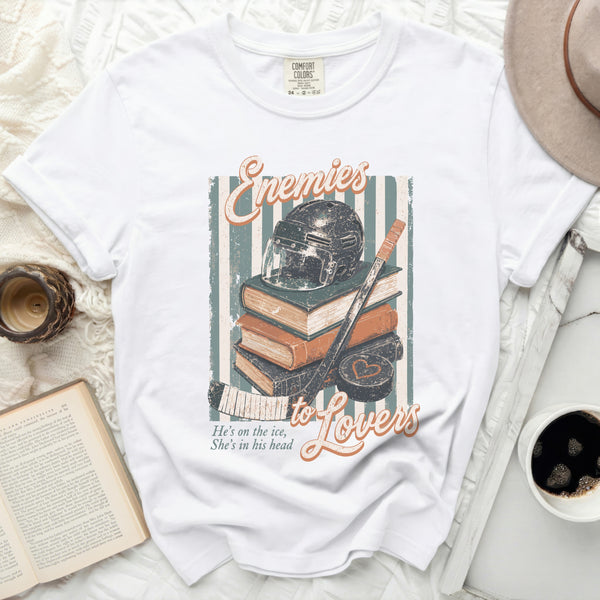Vintage Enemies to Lovers Hockey Tee in White