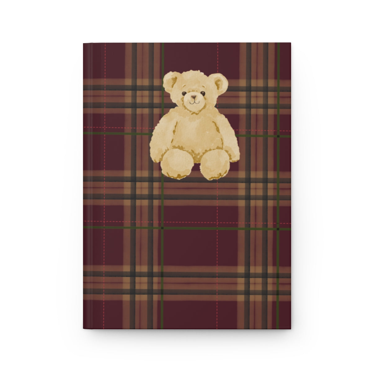 Plaid Pattern Teddy Bear Design Hardcover Notebook