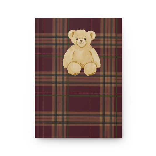 Plaid Pattern Teddy Bear Design Hardcover Notebook