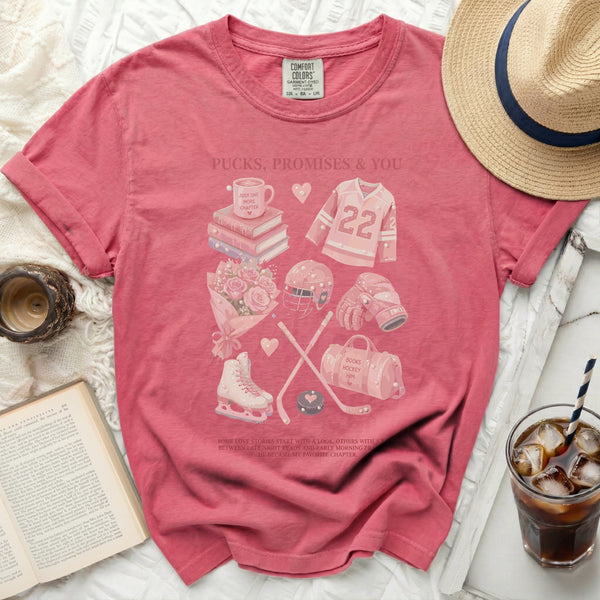 Pucks & Promises Love Story Tee in Crunchberry