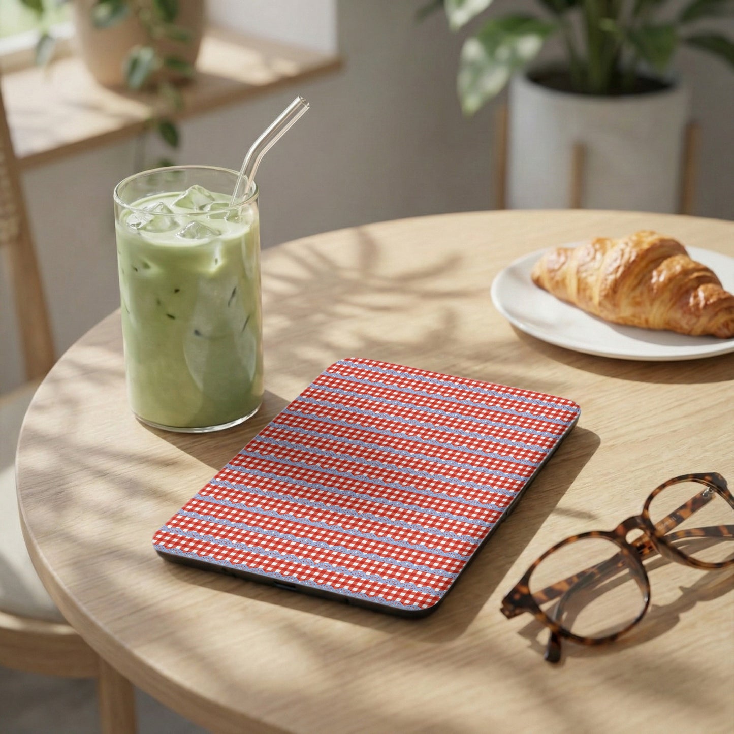 Red and White Striped Tablet Case for Sleek Protection
