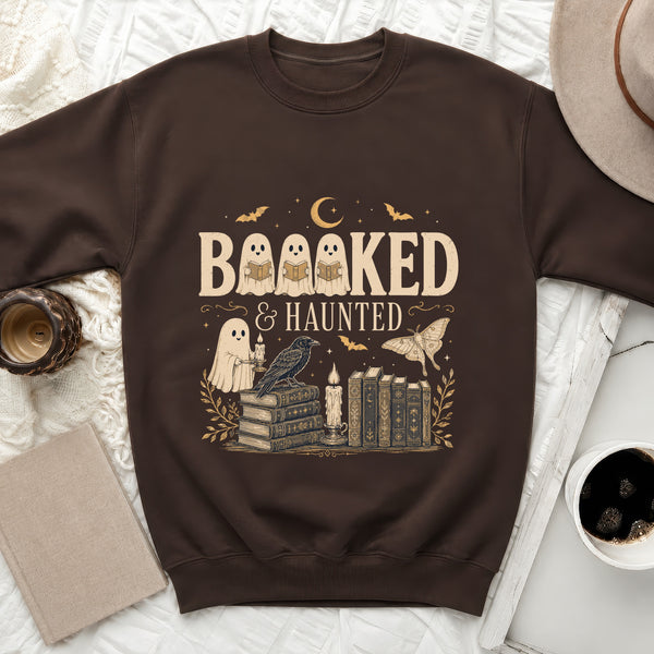 Booked & Haunted Sweatshirt in Dark Chocolate