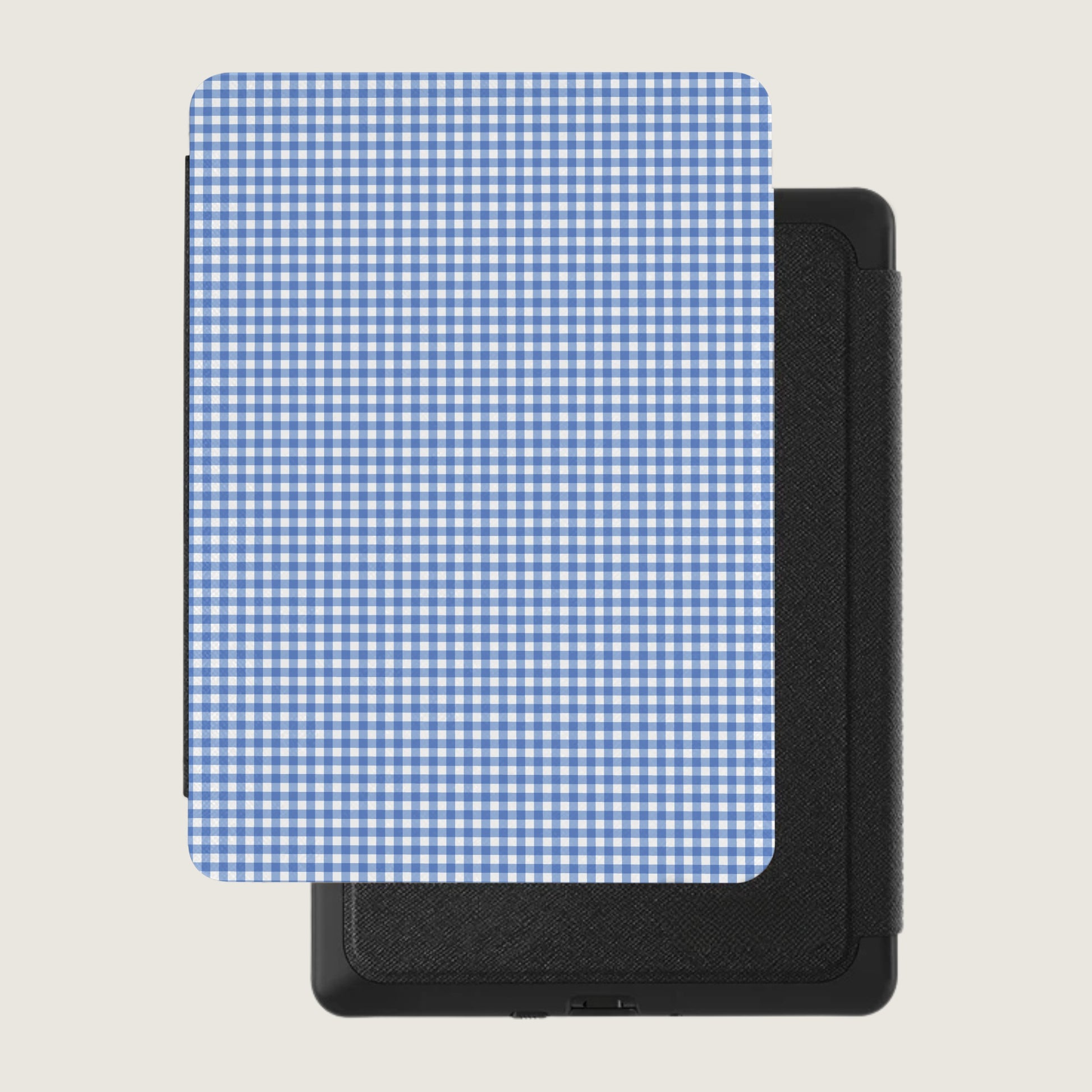 Blue Gingham Checkered Pattern Kindle Case