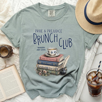 Pride & Prejudice Brunch Club Bakery and Cafe t-shirt design.