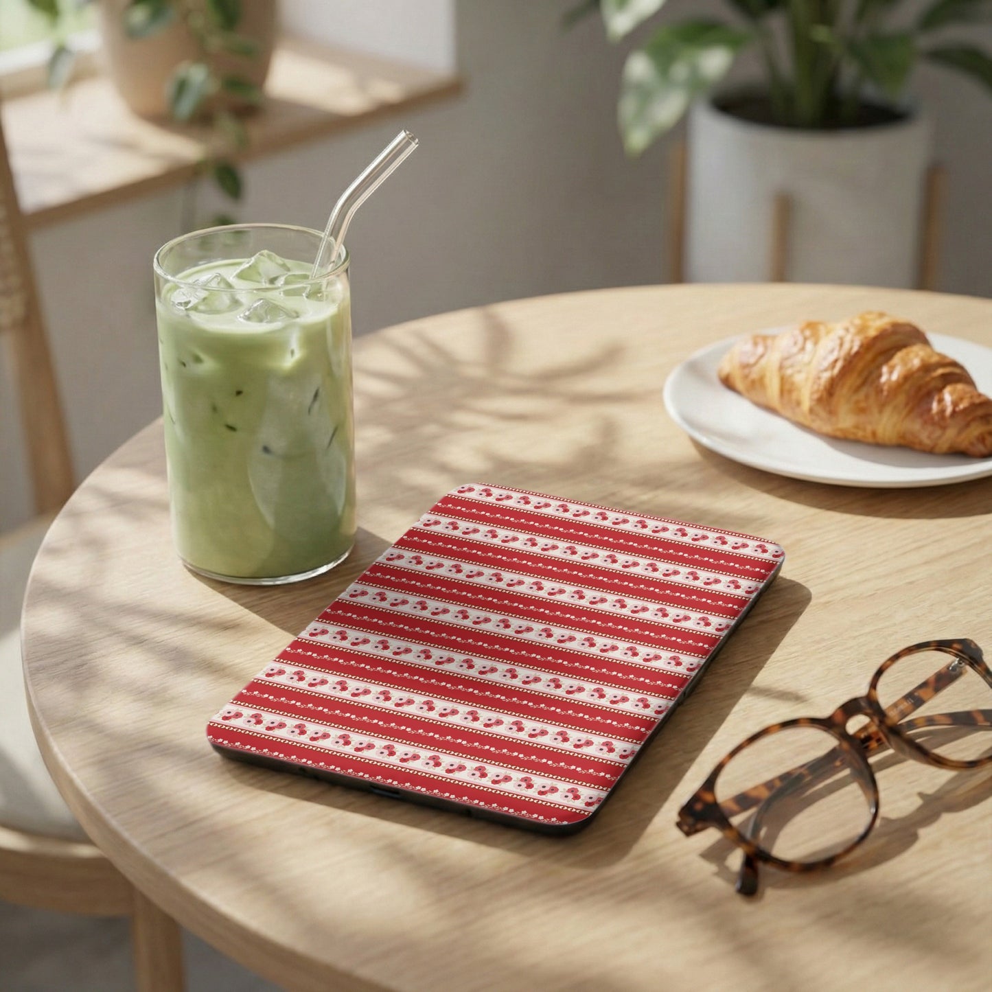 Red and White Festive Striped Tablet Sleeve Cover