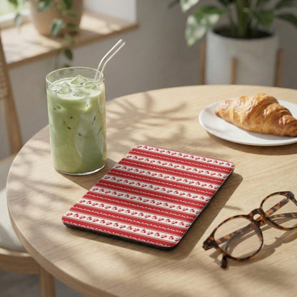 Red and White Festive Striped Tablet Sleeve Cover