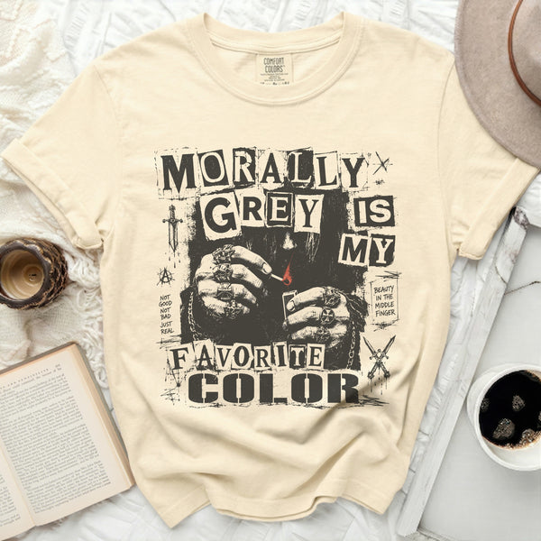 Morally Grey Aesthetic Tee in Ivory