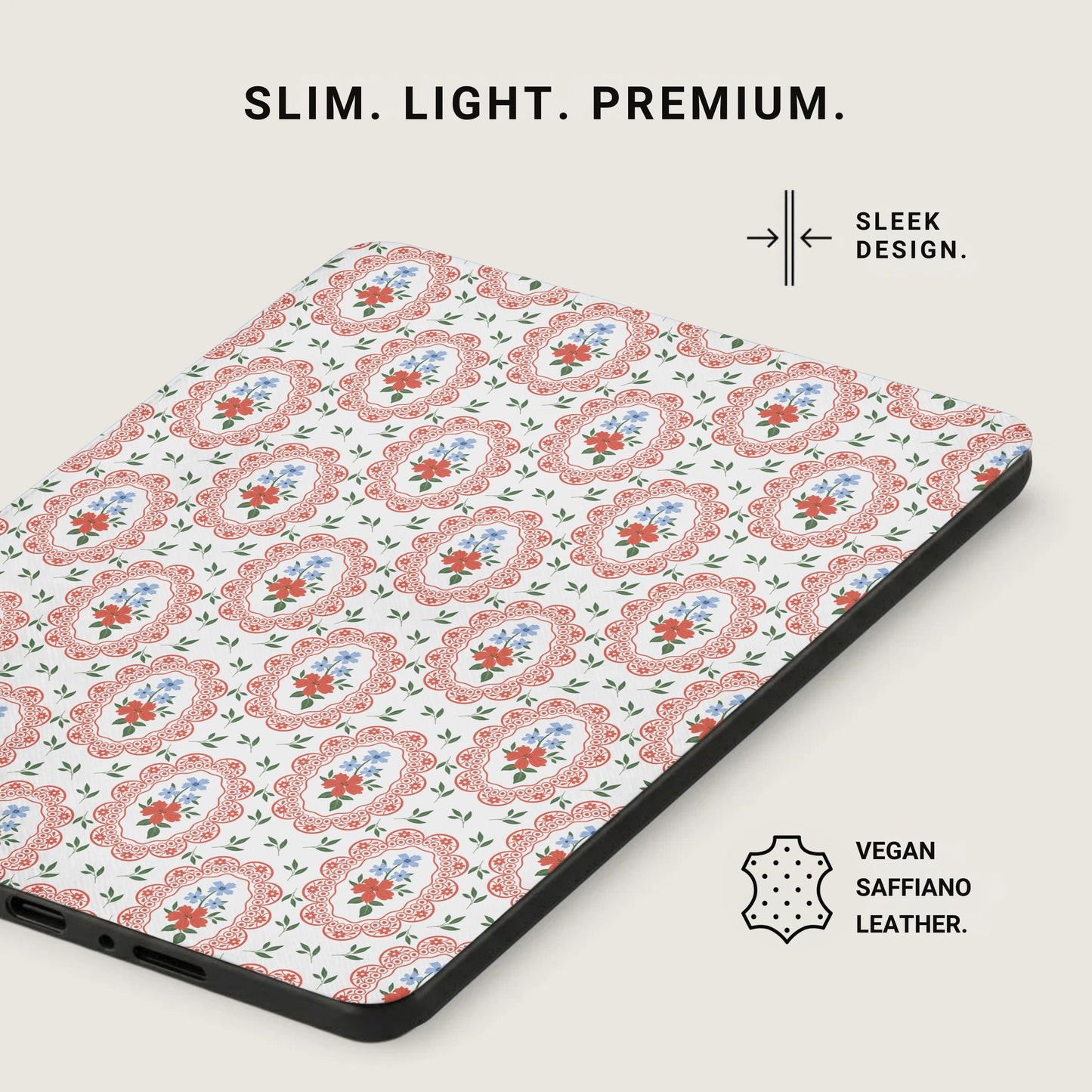 Slim Light Premium Floral Design Vegan Leather Product