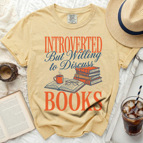 Introverted Book Lover Tee in Butter