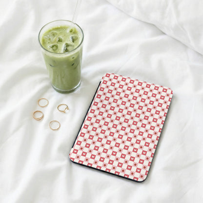 Stylish Red and White Checkerboard Pattern Tablet Cover